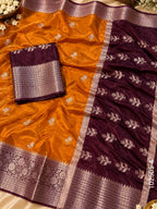 Dupion Silk Zari Buta Work Banarasi Saree