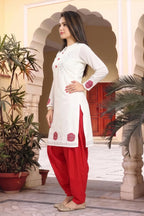 Cream Fine Georgette Short Tunic with Machine Embroidery