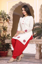 Cream Fine Georgette Short Tunic with Machine Embroidery