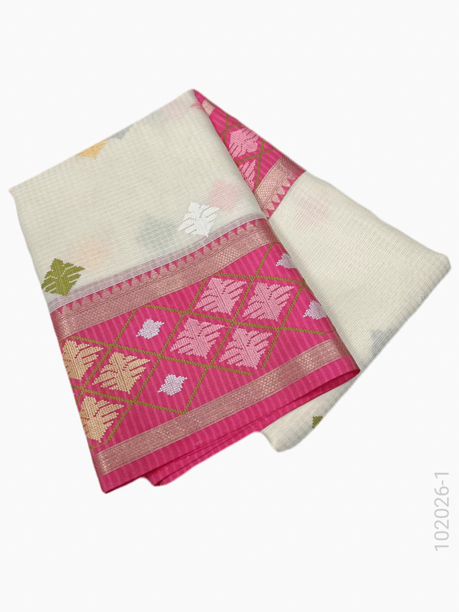 Cotton Embroidery Work Kota Checks Banarasi Saree