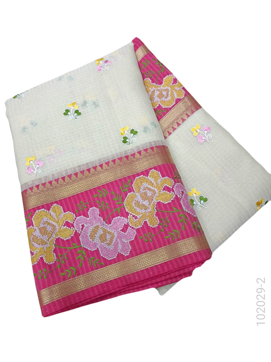 Cotton Embroidery Work Kota Checks Banarasi Saree