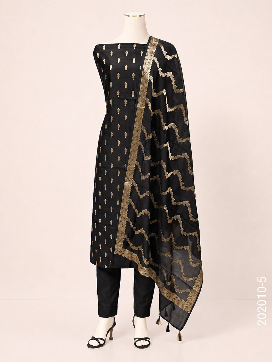 Katan Silk Zari Buti Work Banarasi Suit With Katan Silk Dupatta