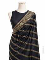 Katan Silk Zari Work Diagonal Stripe Banarasi Saree