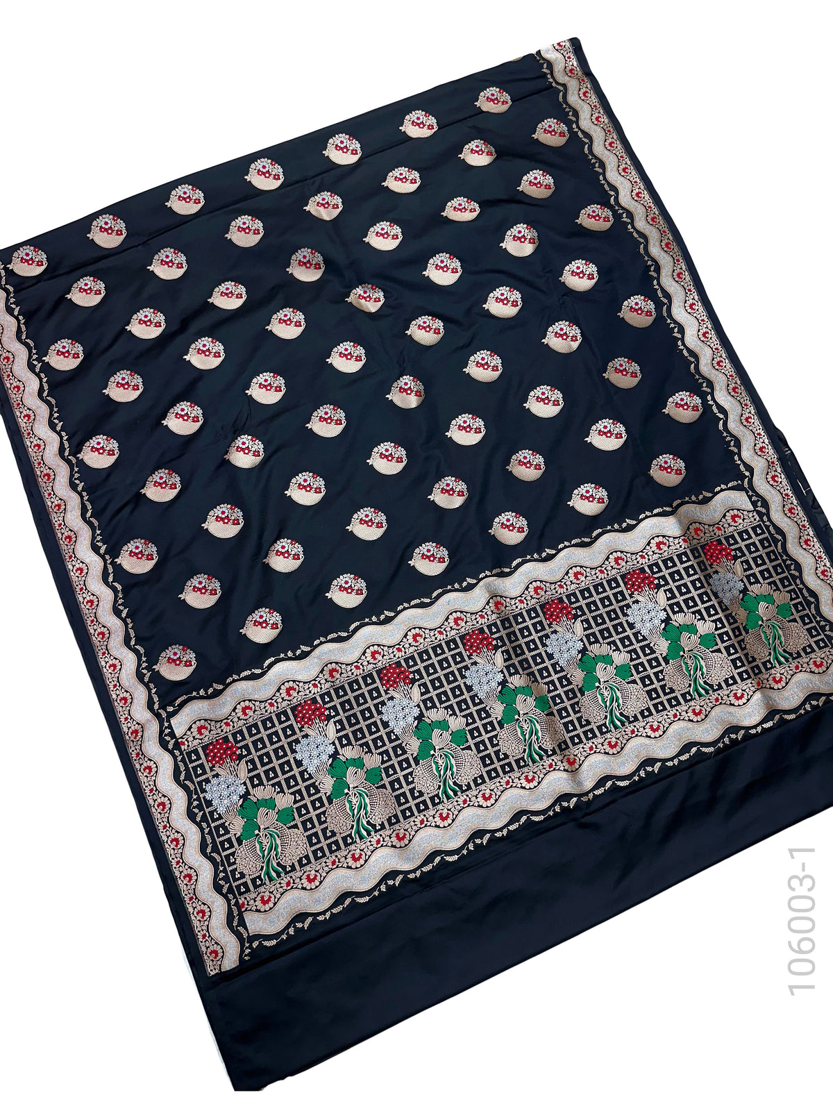 Mashru Silk Resham and Zari Alfi Buta Work Banarasi Saree