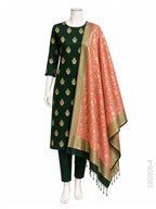 Mercerized Cotton Zari Buta Work Banarasi Suit With Masrise Cotton Dupatta