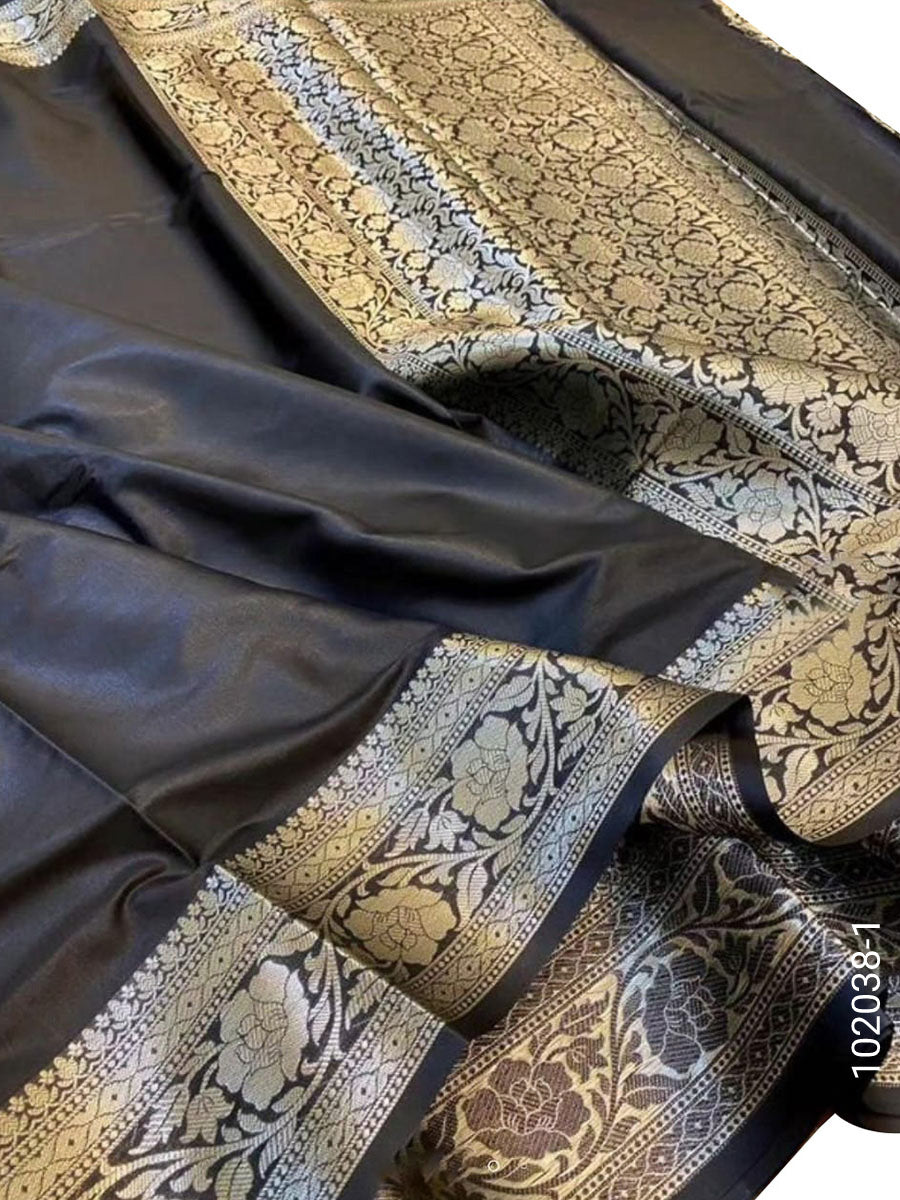 Soft Silk Zari Work Plain Banarasi Saree