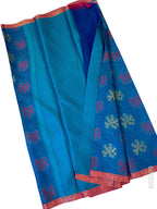 Blue Cotton Silk Zari Work Banarasi Saree