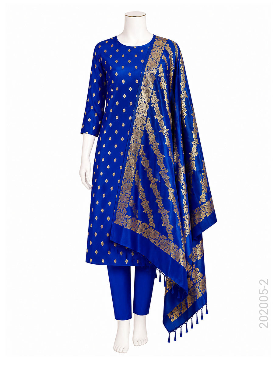 Katan Silk Zari Buti Work Banarasi Suit With Katan Silk Dupatta