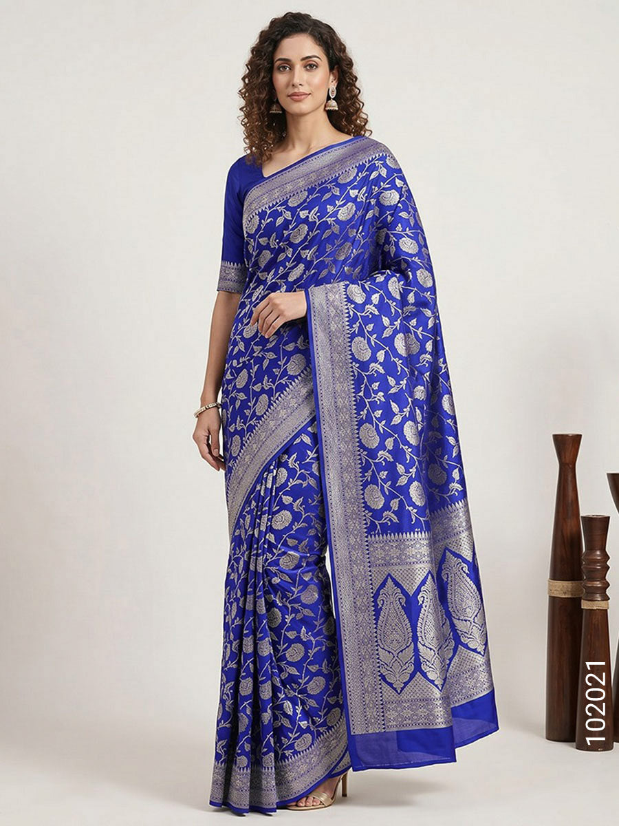 Katan Silk Zari Work Jaal Banarasi Saree