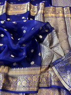 Kora Organza Zari Work Dollar Buti Banarasi Saree