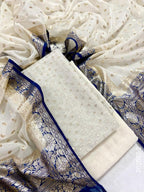 Mercerized Cotton Zari Buti Work Banarasi Suit With Cotton Dupatta