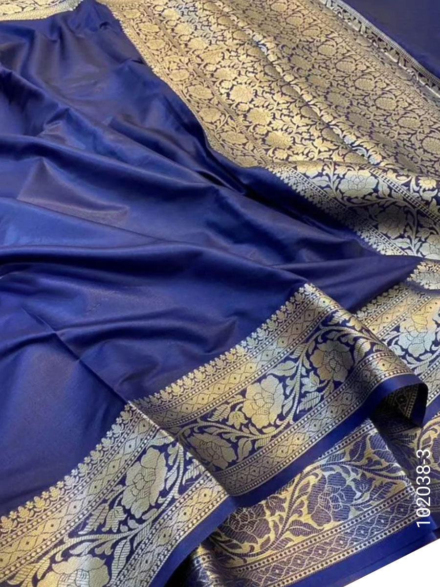 Soft Silk Zari Work Plain Banarasi Saree