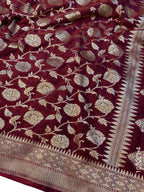 Katan Silk Zari Work Jaal Banarasi Saree
