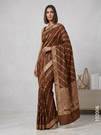 Katan Silk Zari Work Diagonal Stripe Banarasi Saree