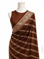 Katan Silk Zari Work Diagonal Stripe Banarasi Saree
