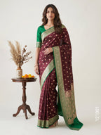 Satin Silk Zari Buti Work Banarasi Saree