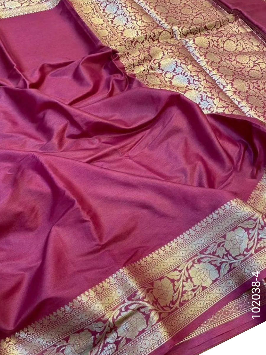 Soft Silk Zari Work Plain Banarasi Saree
