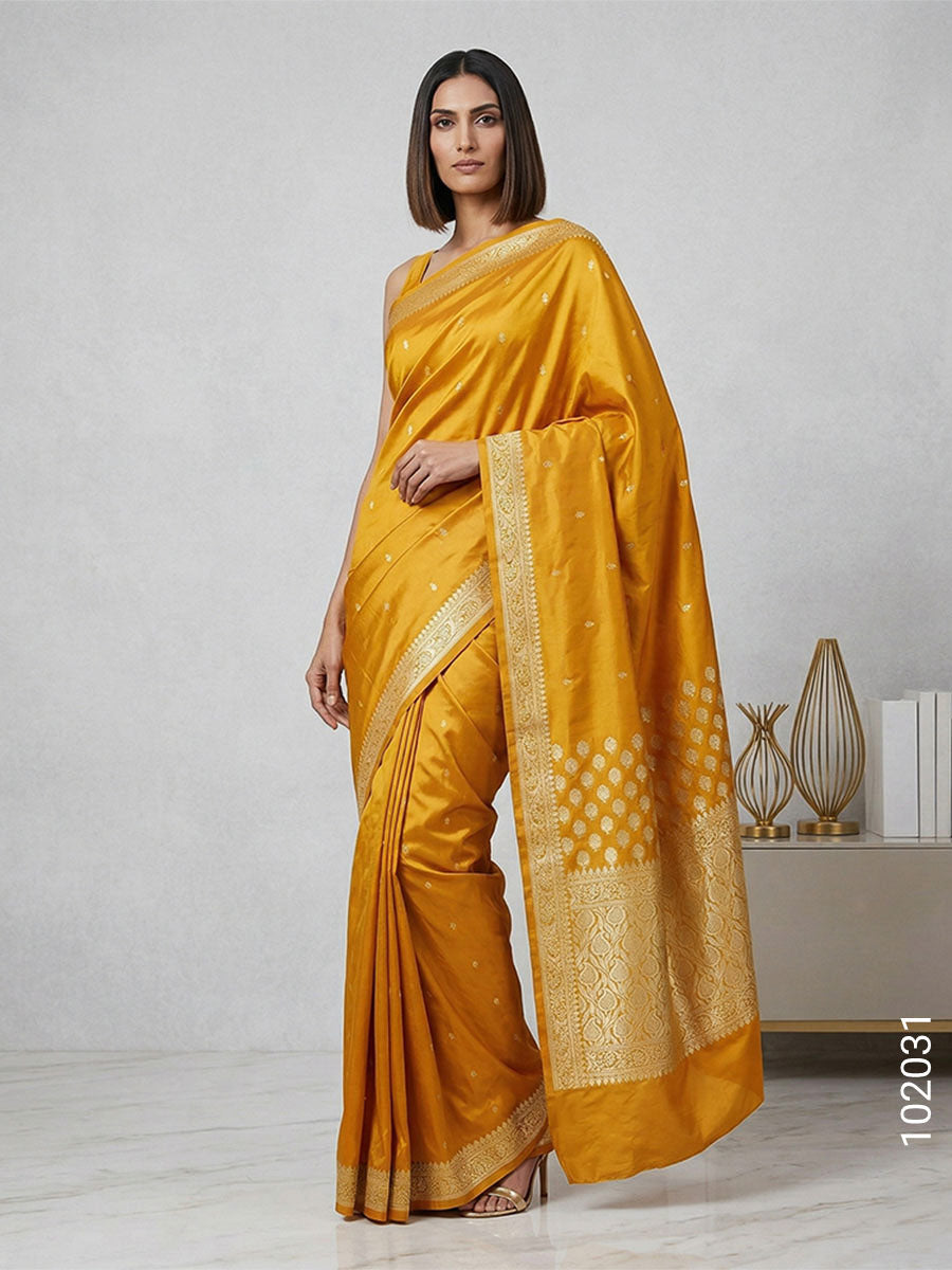 Katan Silk Zari Work Buti Banarasi Saree