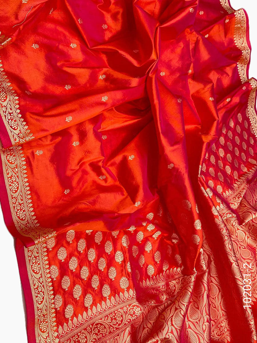 Katan Silk Zari Work Buti Banarasi Saree