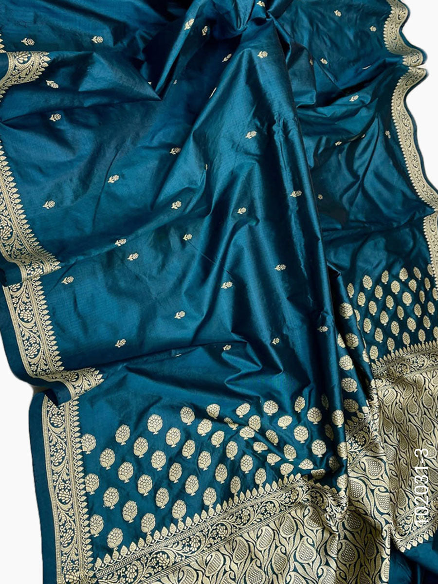 Katan Silk Zari Work Buti Banarasi Saree