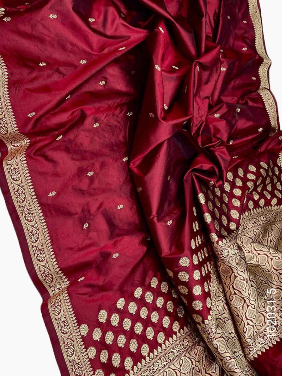 Katan Silk Zari Work Buti Banarasi Saree