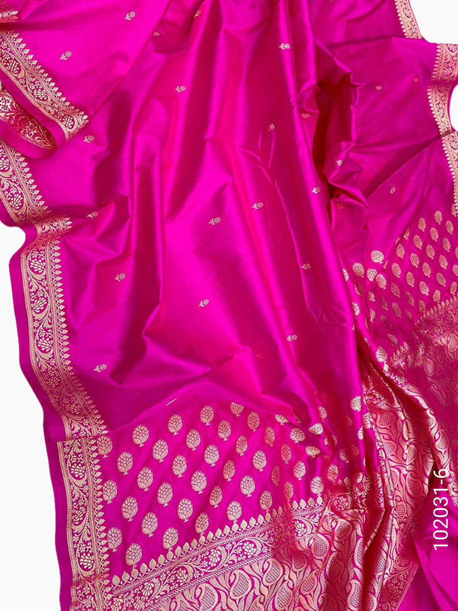 Katan Silk Zari Work Buti Banarasi Saree