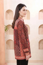 Brown Modal Silk Printed Shirt Style Tunic Top