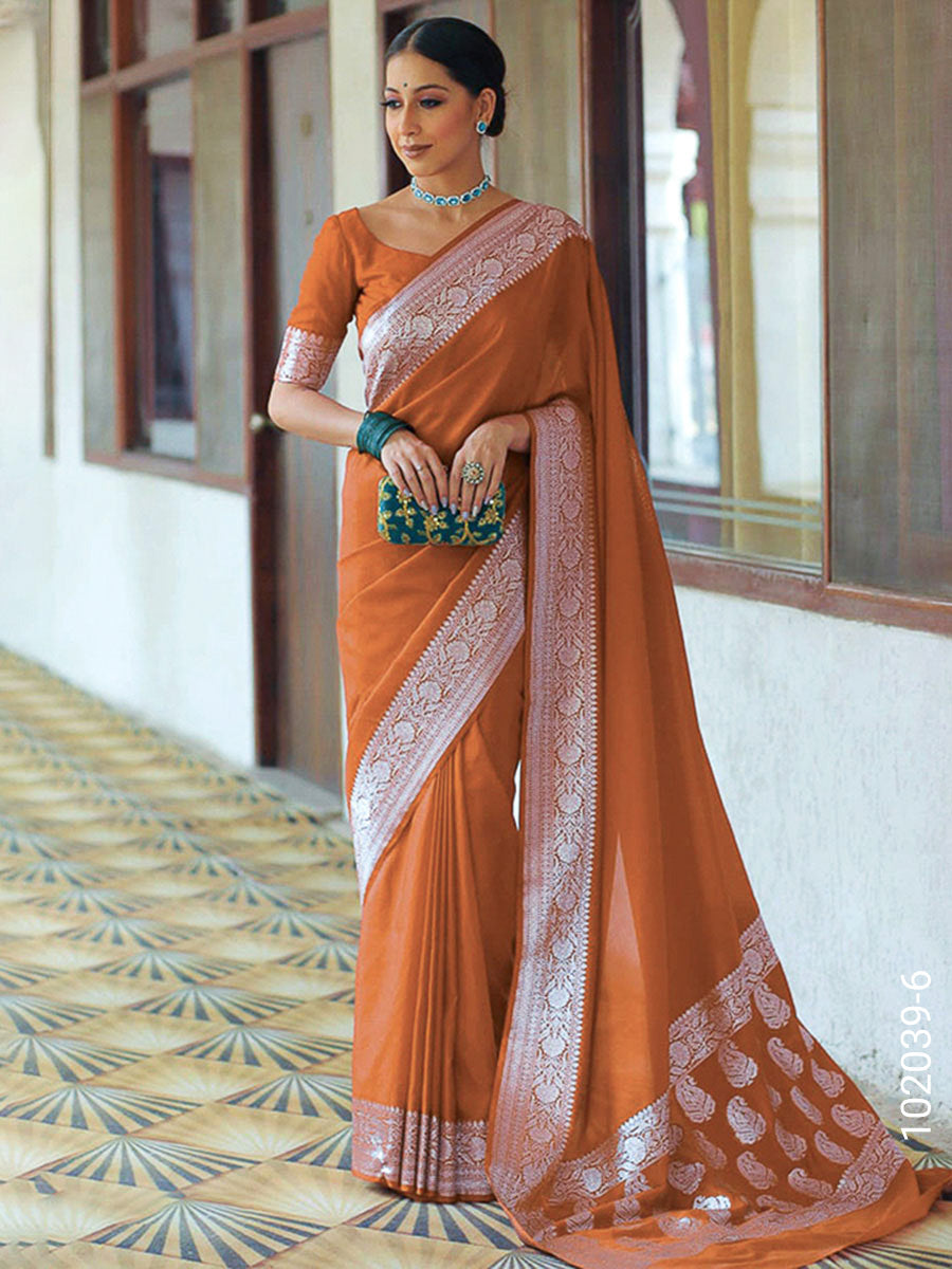Soft Silk Zari Work Plain Banarasi Saree