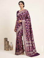 Mashru Silk Resham and Zari Alfi Jaal Work Banarasi Saree