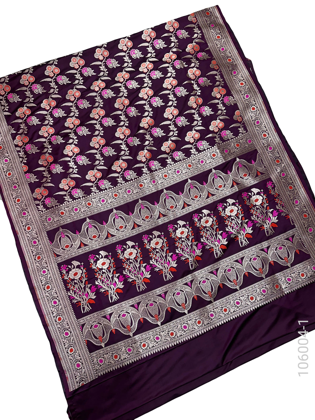 Mashru Silk Resham and Zari Alfi Jaal Work Banarasi Saree