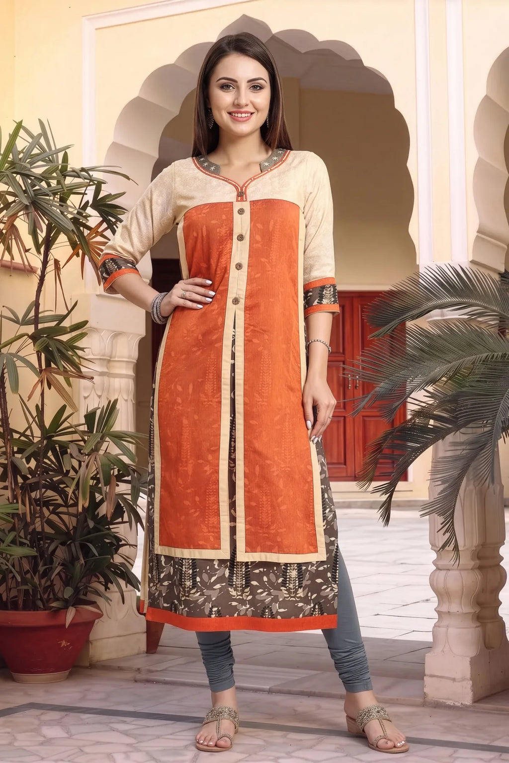 Rust Layered Long Tunic for Women