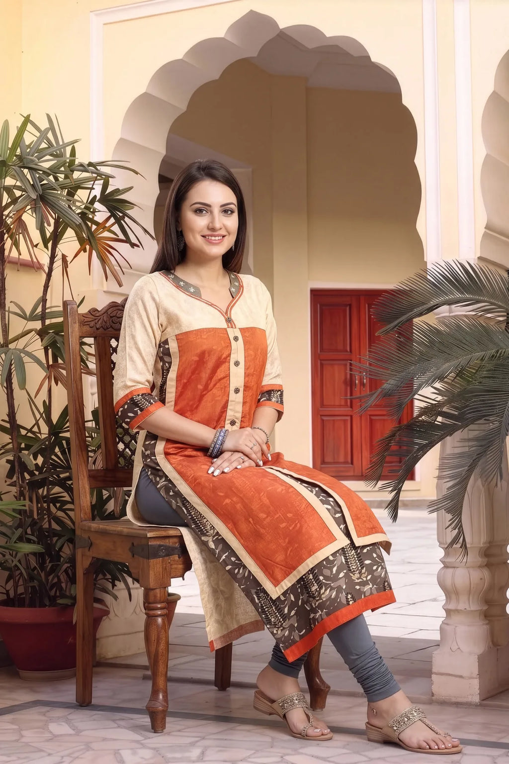 Rust Layered Long Tunic for Women