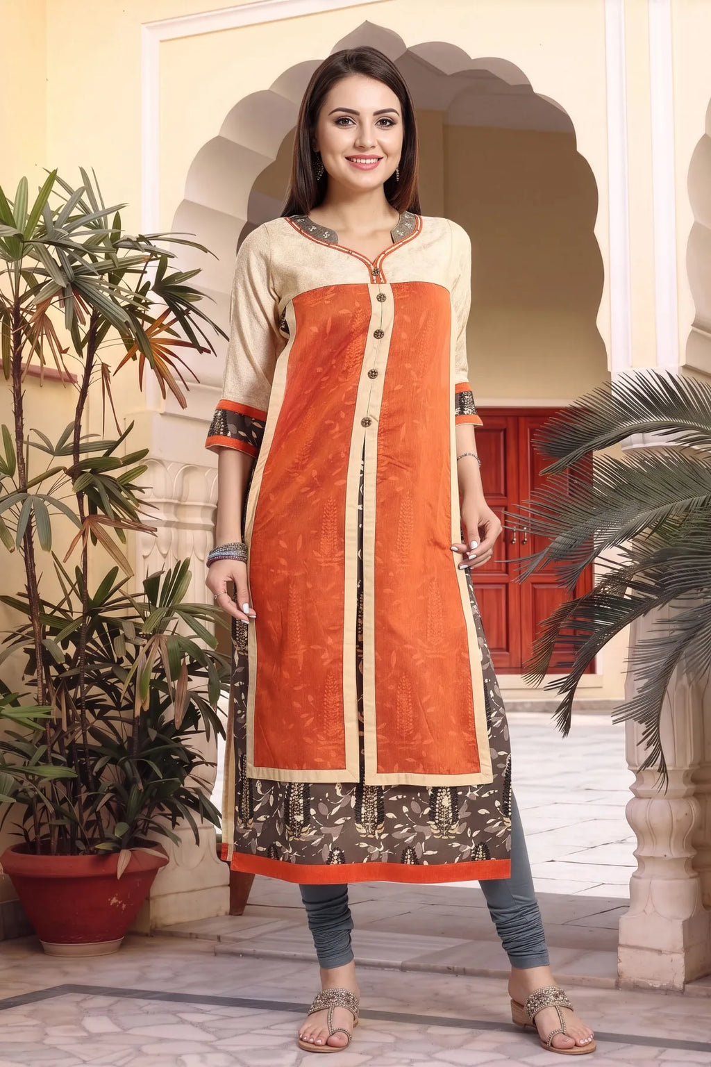 Rust Layered Long Tunic for Women