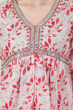 Designer White Leaf Print Cotton Co-Ord Set