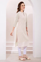 Cream Fine Georgette Kurta with Chicken Embroidery