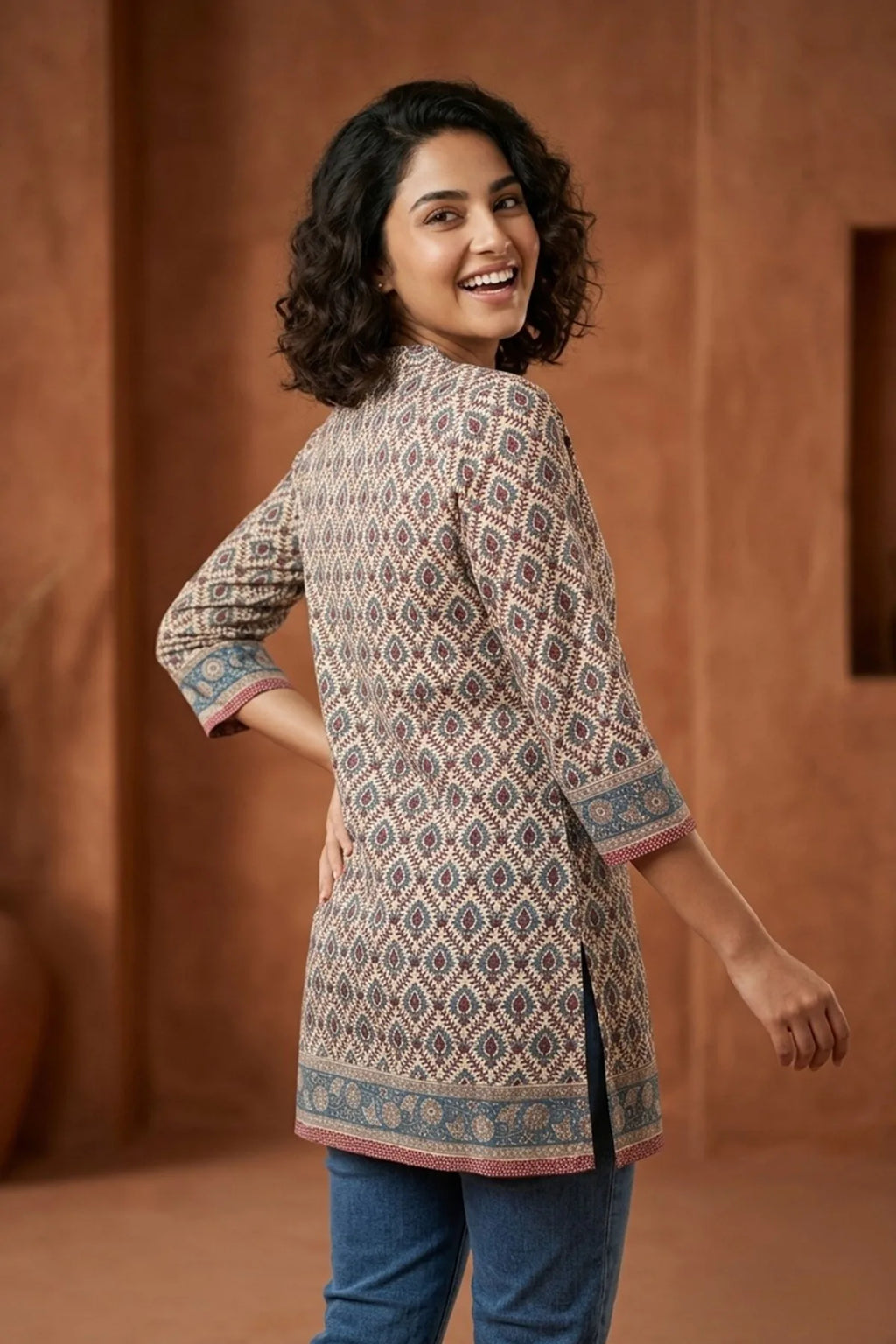 Elegant Jaipuri Printed Cotton Short Kurti for Women