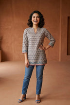 Elegant Jaipuri Printed Cotton Short Kurti for Women