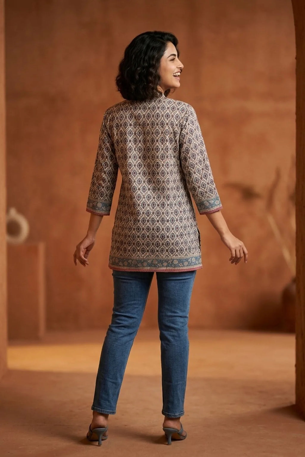 Elegant Jaipuri Printed Cotton Short Kurti for Women