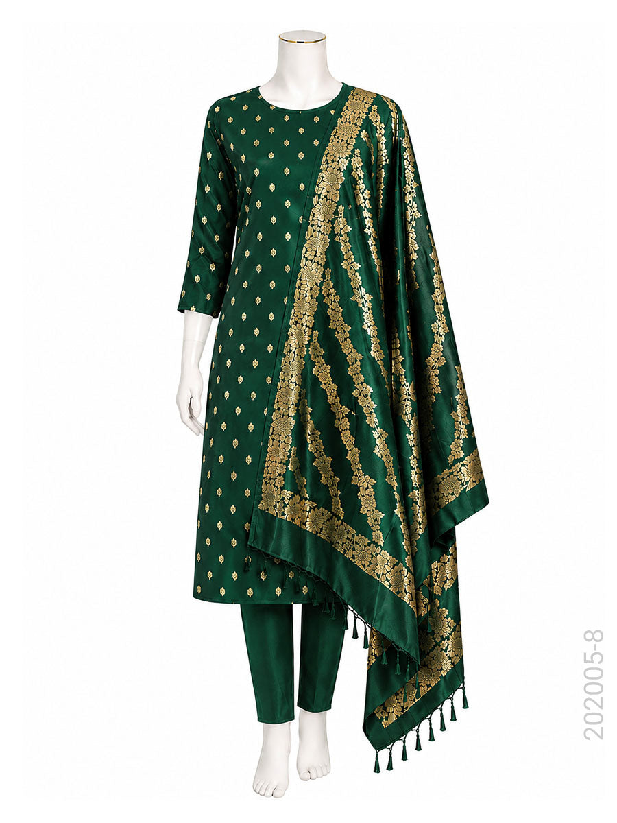 Katan Silk Zari Buti Work Banarasi Suit With Katan Silk Dupatta
