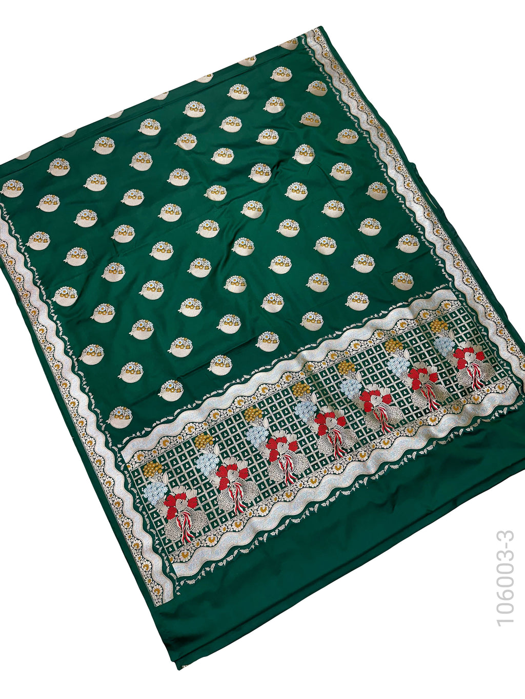 Mashru Silk Resham and Zari Alfi Buta Work Banarasi Saree