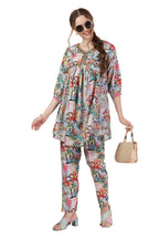 Ethnic Abstract Flower Print Cotton Aliya Cut Co Ord Set