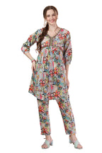 Ethnic Abstract Flower Print Cotton Aliya Cut Co Ord Set