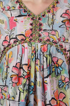 Ethnic Abstract Flower Print Cotton Aliya Cut Co Ord Set