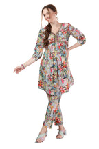 Ethnic Abstract Flower Print Cotton Aliya Cut Co Ord Set