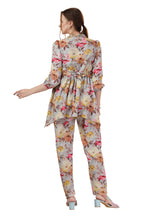 Rama Green Floral Print Cotton Co-Ord Set with Belt