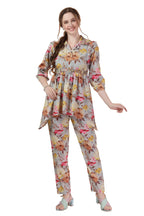 Rama Green Floral Print Cotton Co-Ord Set with Belt