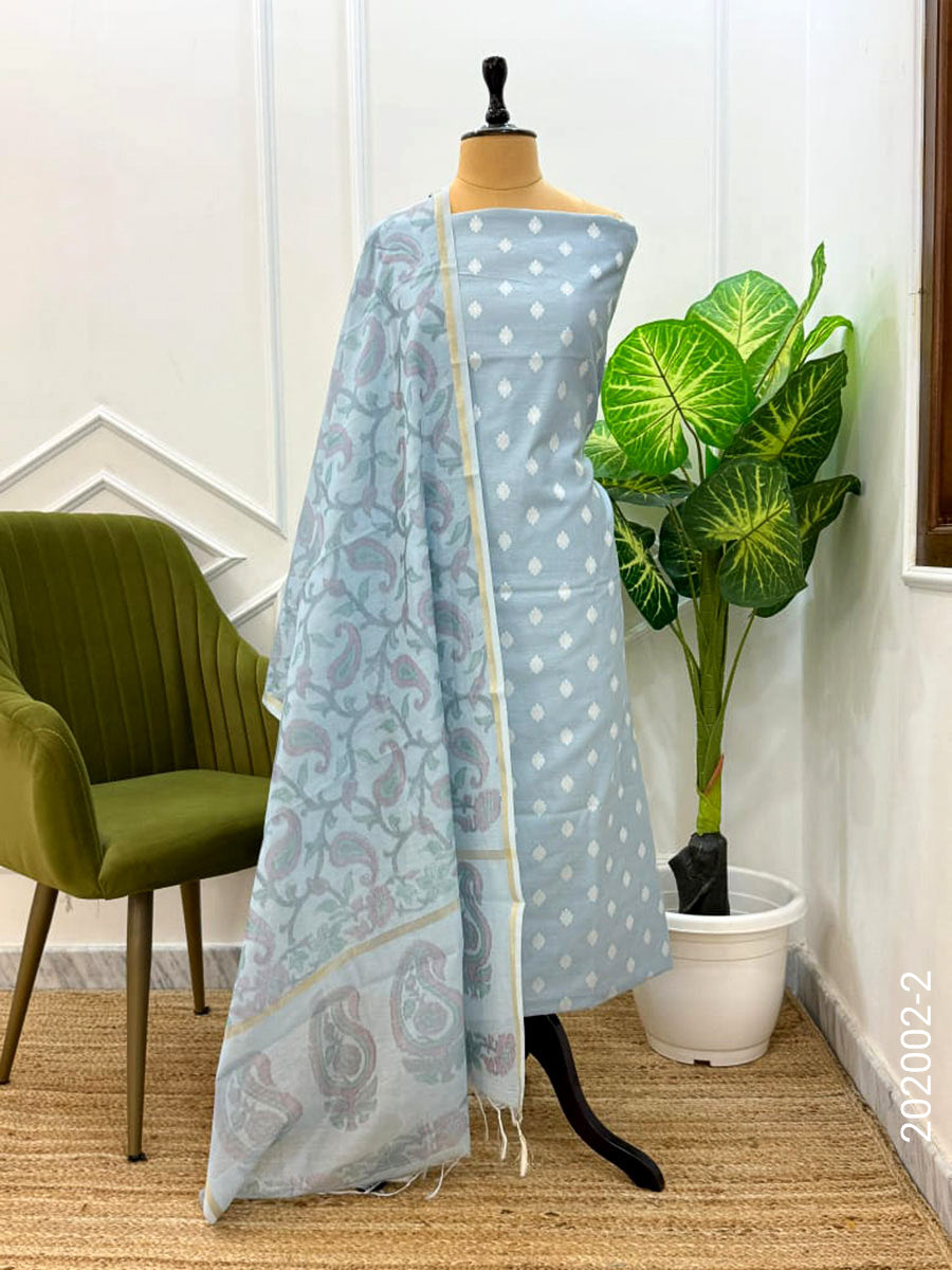 Chanderi Resham Buti Work Banarasi Suit With Chanderi Dupatta