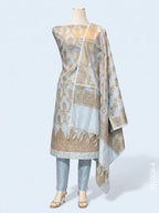 Cotton Silk Zari Jaal Work Banarasi Suit With Cotton Silk Dupatta