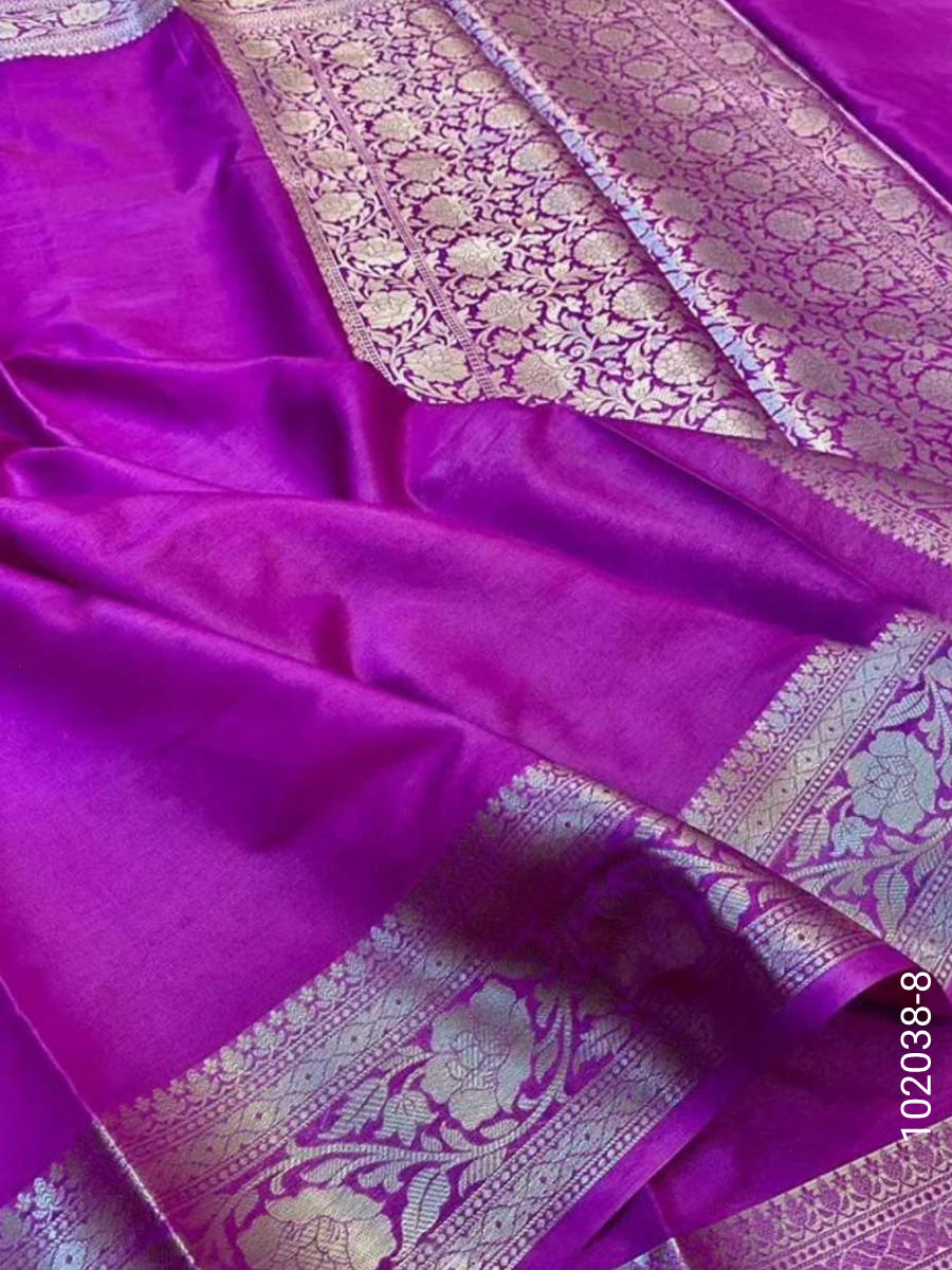 Soft Silk Zari Work Plain Banarasi Saree