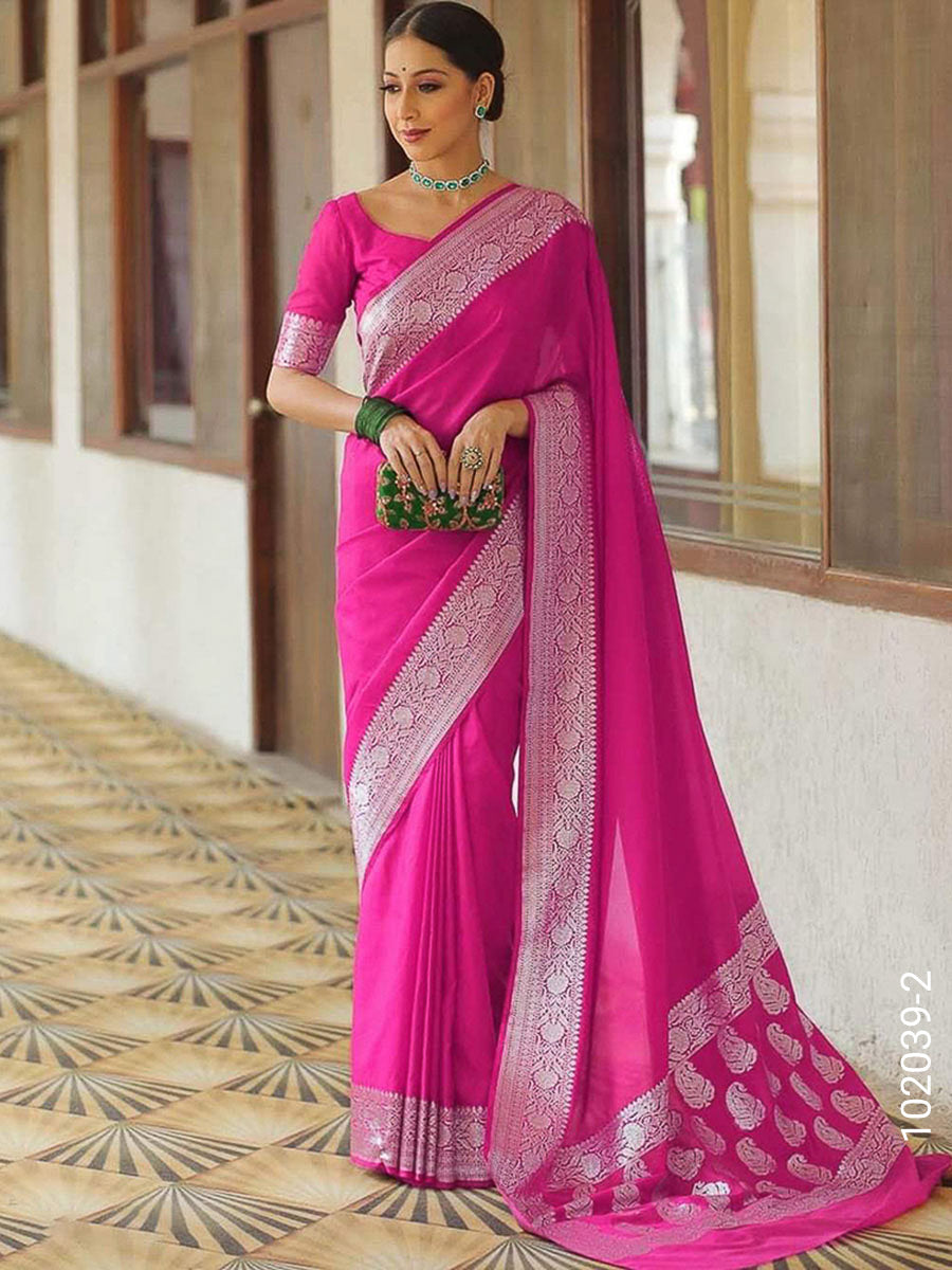 Soft Silk Zari Work Plain Banarasi Saree